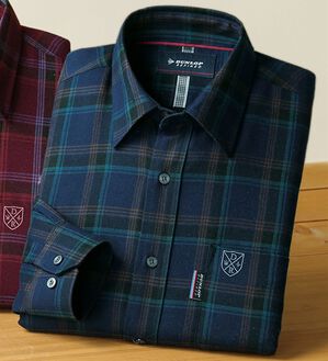 「＜ダンロップ・リファインド＞ふっくら両面起毛チェック柄シャツ（メンズシャツ）」｜ネイビー