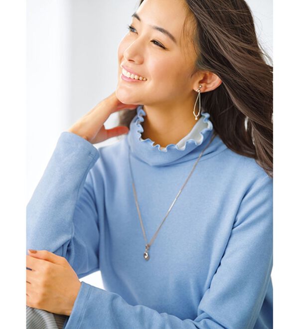 BELLUNA（ベルーナ）の「なめらかタッチ起毛素材配色インナープルオーバー（カットソー）」｜詳細画像