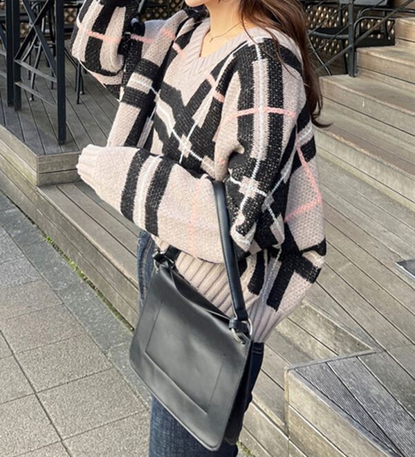 GeeRA（ジーラ）の「チェック柄ニットプルオーバー（ニット・セーター）」｜詳細画像