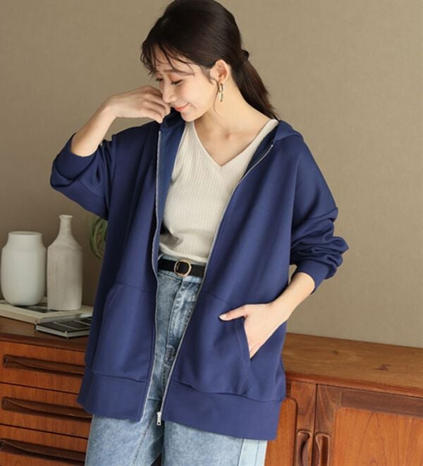 A HAPPY MARILYN（アハッピーマリリン）の「【Ｌ～６Ｌ】なめらかさらり美人なダンボールジップパーカースウェット（パーカー）」｜詳細画像