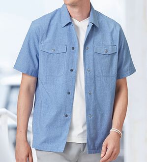 「さらにさらっと楊柳素材のシャツジャケット（メンズジャケット）」｜詳細画像