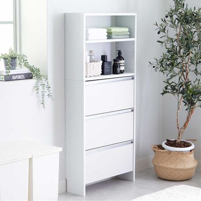 iellio（イエリオ）の「薄型フラップランドリ―ラック＜隙間収納・ランドリー収納・サニタリー収納・大量収納＞（ランドリーラック・収納）」