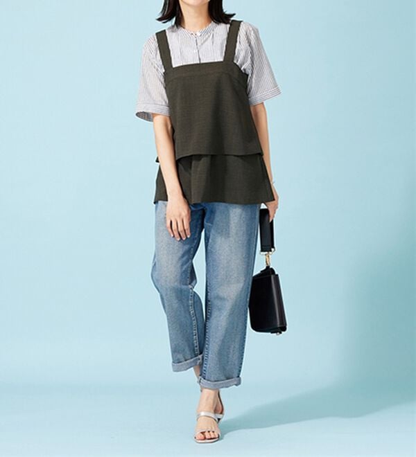 BELLUNA（ベルーナ）の「サラリ麻調素材ビスチェセットアップ（セットアップ）」｜詳細画像