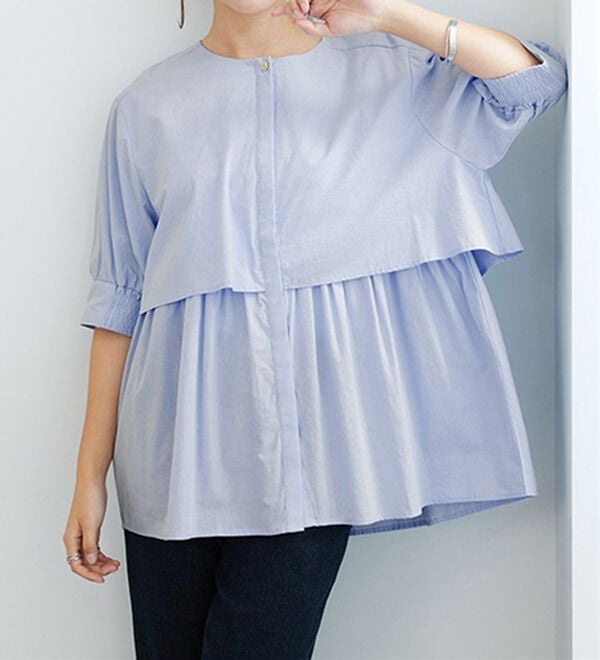 GeeRA（ジーラ）の「【華奢見え】羽織にもなる！ペプラムシャツチュニック（チュニック）」｜詳細画像