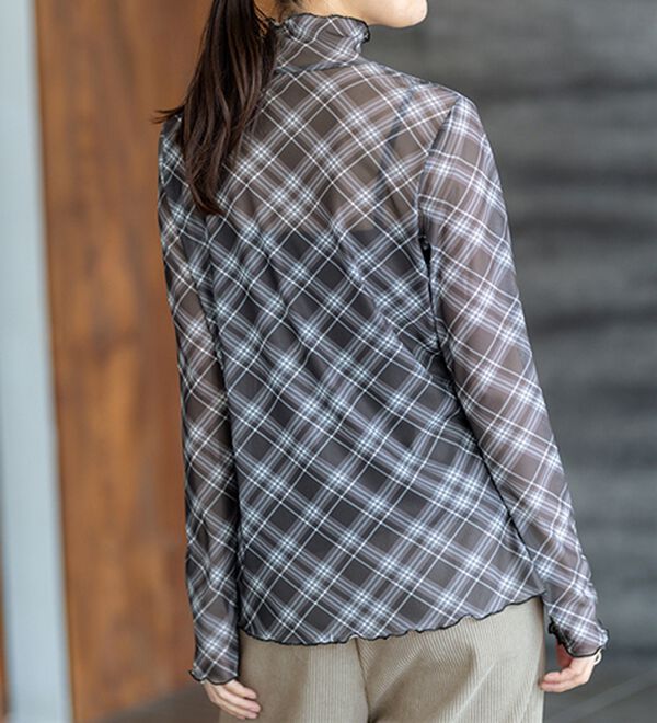 BELLUNA（ベルーナ）の「【重ね着インナー】シアー素材ハイネックインナープルオーバー（カットソー）」｜詳細画像