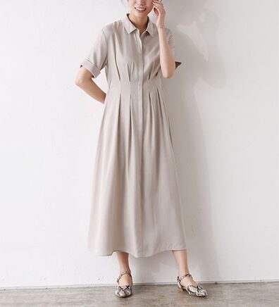 Pierrot（ピエロ）の「上品見えウエストタックシャツワンピース（カットソーワンピース）」