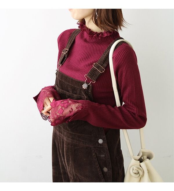 GeeRA（ジーラ）の「大人可愛い！レースが上品なハイネックニット（ニット・セーター）」｜詳細画像