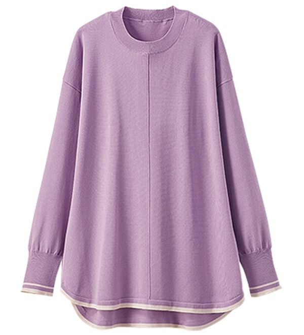 BELLUNA（ベルーナ）の「配色デザインニットプルオーバー（ニット・セーター）」｜ピンク系