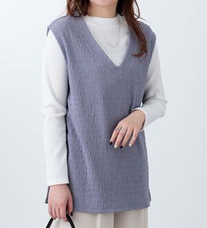 BELLUNA（ベルーナ）の「ジャカード素材ベストアンサンブル（アンサンブル）」｜ブルーグレー系