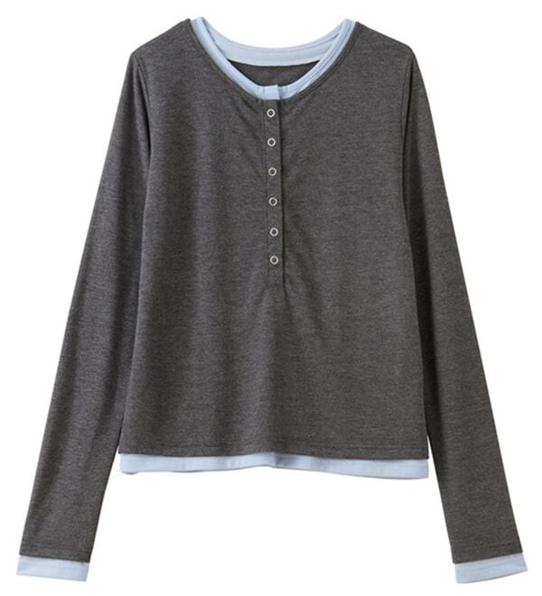 GeeRA（ジーラ）の「レイヤード風ヘンリーネックカットソー（カットソー）」｜詳細画像