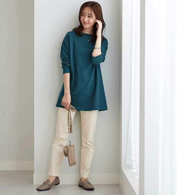 BELLUNA（ベルーナ）の「【快適Ｌａｂ．】ふんわりピーチ起毛切替チュニック（チュニック）」｜詳細画像