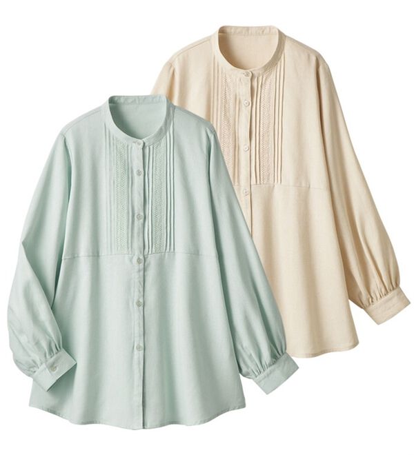 ルフラン（ルフラン）の「【２色組】レース使い立ち衿ブラウス（ブラウス）」｜詳細画像