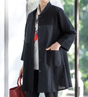 ルフラン（ルフラン）の「日本製　久留米織綿１００％切替ブラウス（ブラウス）」｜詳細画像