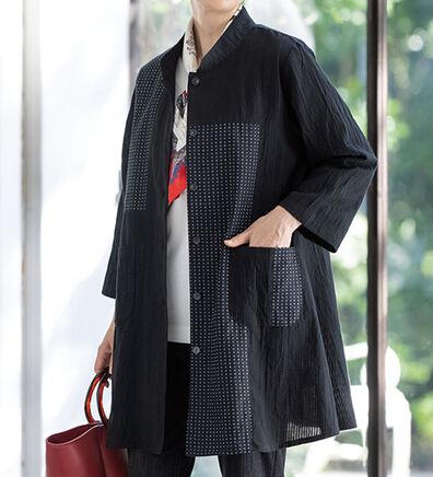 ルフラン（ルフラン）の「日本製　久留米織綿１００％切替ブラウス（ブラウス）」