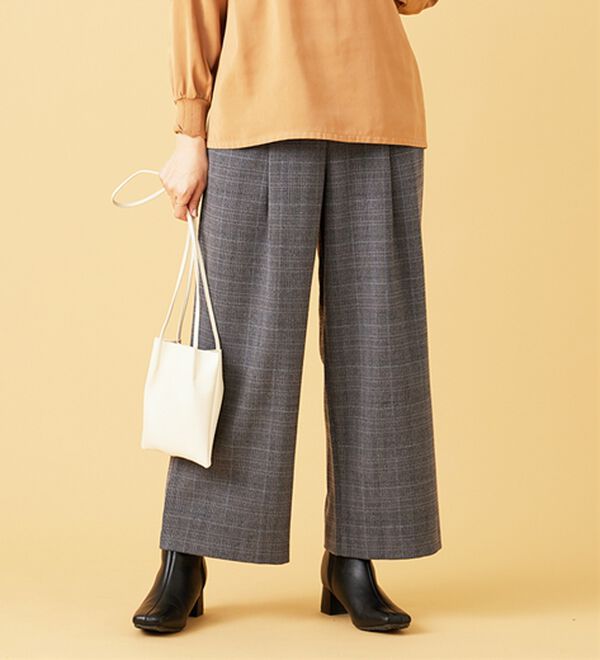 BELLUNA（ベルーナ）の「サマ見え（スーパーウォーム）ウール調ボタン使いワイドパンツ（ワイドパンツ・ガウチョ）」｜詳細画像