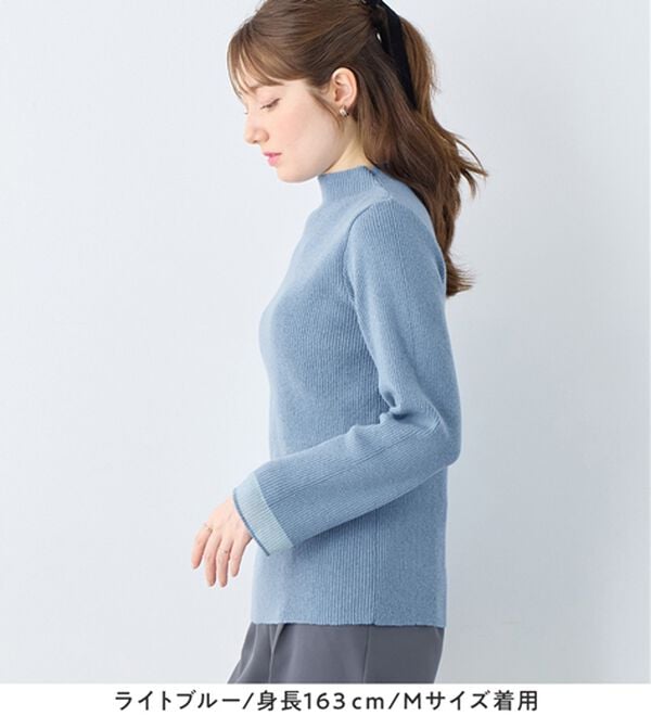 alotta（アロッタ）の「パチパチしにくい！洗える袖シアー切替ニットプルオーバー（ニット・セーター）」｜詳細画像