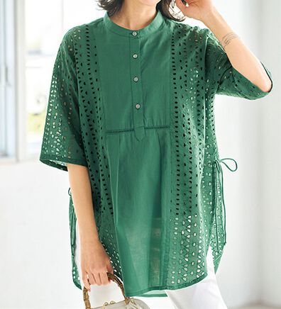 BELLUNA（ベルーナ）の「おしゃれに体型隠しレース切替チュニック（チュニック）」