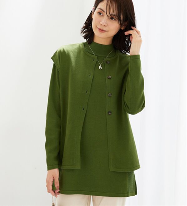 BELLUNA（ベルーナ）の「前後２ｗａｙベスト付ニットアンサンブル（アンサンブル）」｜詳細画像