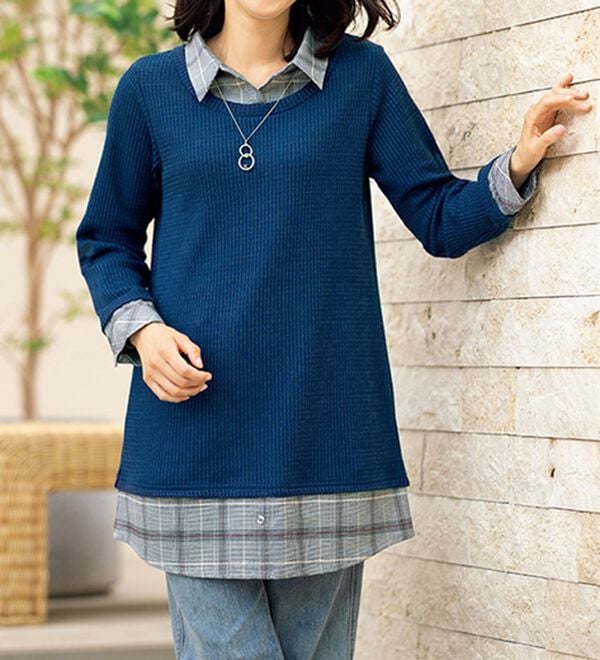 ルフラン（ルフラン）の「【３色組】１枚で完成！重ね着風チュニック（チュニック）」｜詳細画像