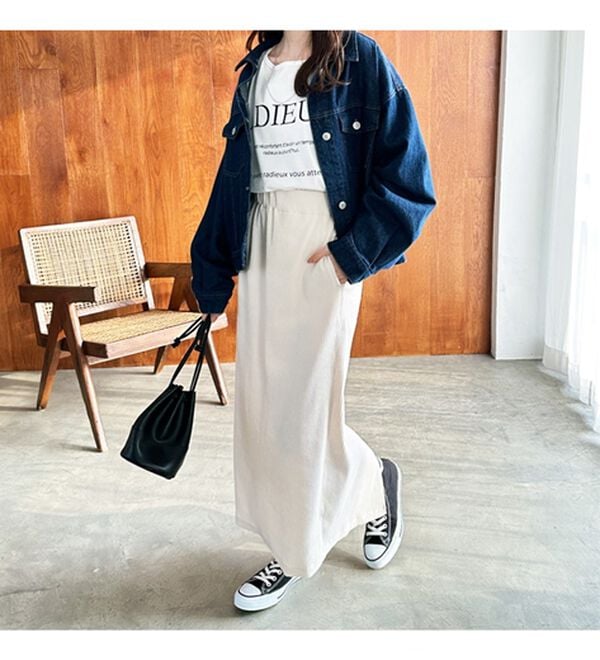 GeeRA（ジーラ）の「【着回し力◎】楽ちんすっきり見え！リブロングスカート（ロングスカート）」｜詳細画像