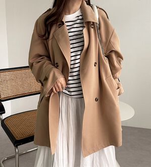 GeeRA（ジーラ）の「ミディ丈Ａライントレンチコート（ハーフコート）」｜ベージュ