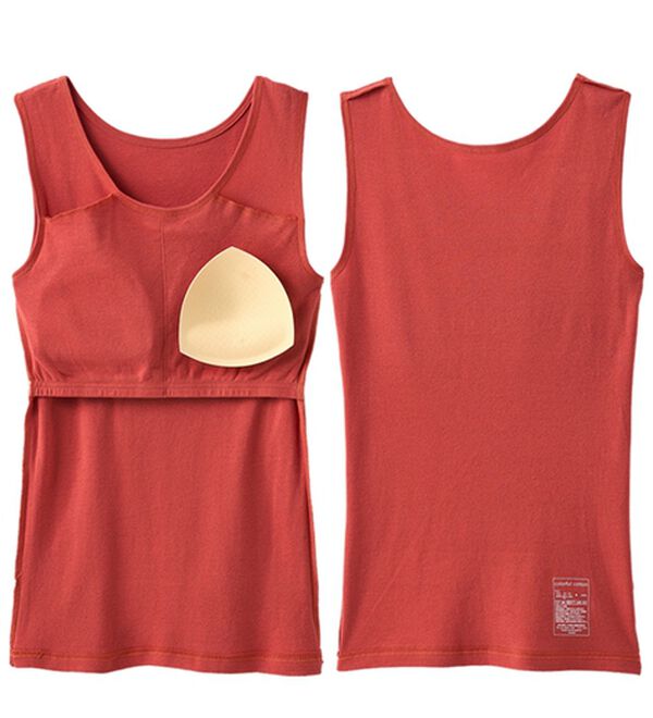「【医師オススメ】ＵＶカット綿１００％カップ付タンクトップ＜カラフルコットン＞（肌着・インナーウェア）」｜詳細画像