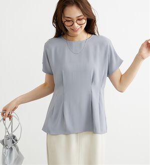 BELLUNA（ベルーナ）の「〈オフィス対応〉タックデザインブラウス（ブラウス）」｜ブルーグレー