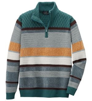 「＜コムルヴァン・オム＞モール切替ハーフジップセーター（メンズニット・セーター）」｜グリーン系