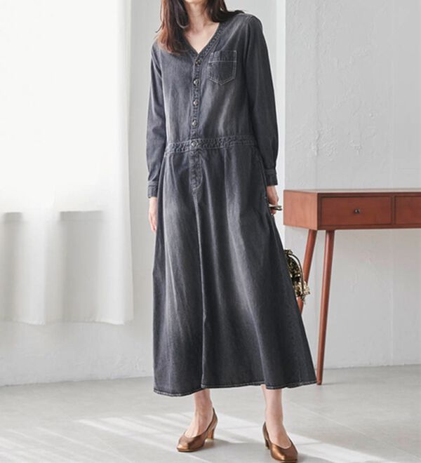 RANAN（ラナン）の「ロング丈デザインデニムワンピース（その他ワンピース）」｜詳細画像