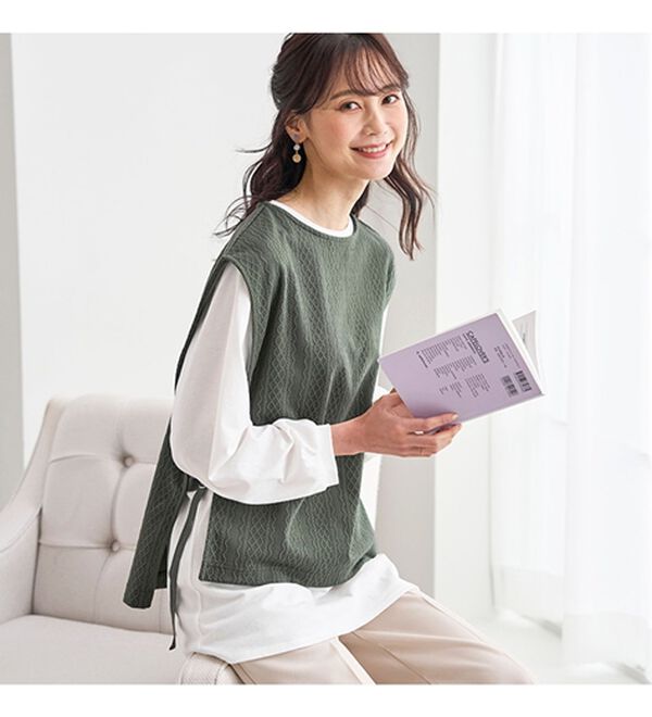 BELLUNA（ベルーナ）の「カットソージャカード素材ベストアンサンブル（アンサンブル）」｜詳細画像