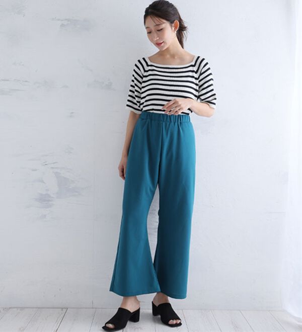 A HAPPY MARILYN（アハッピーマリリン）の「【Ｌ～８Ｌ】＜身長別に選べる２丈＞さらっと美脚ゆるカーブパンツ（ワイドパンツ・ガウチョ）」｜詳細画像