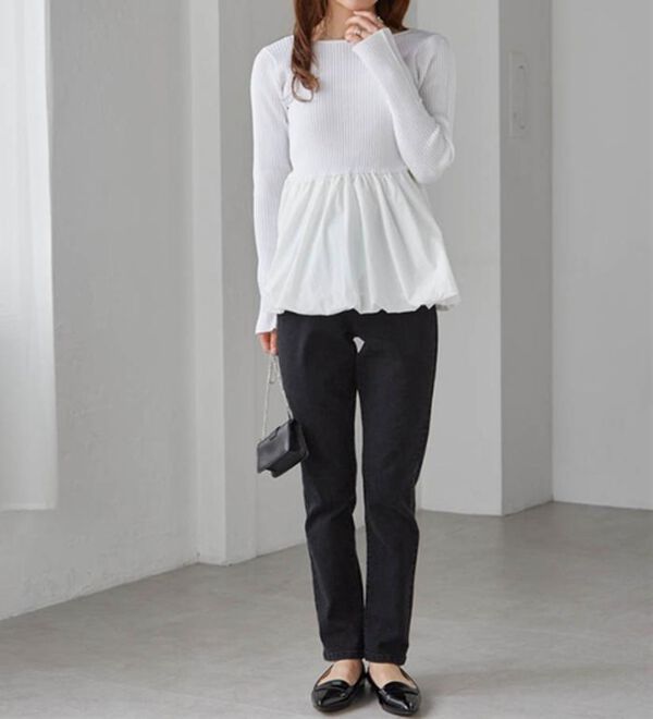 RANAN（ラナン）の「裾バルーンドッキングリブニット（ニット・セーター）」｜詳細画像