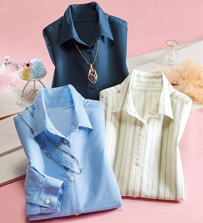 ルフラン（ルフラン）の「【３色組】機能付♪袖デザインシャツ（ブラウス）」