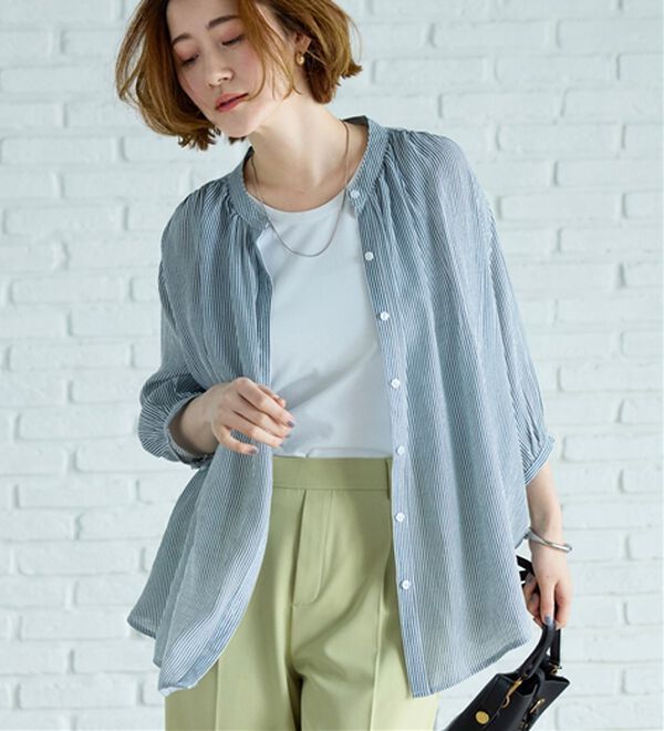 BELLUNA（ベルーナ）の「スラブ素材ギャザーデザインブラウス（ブラウス）」｜詳細画像