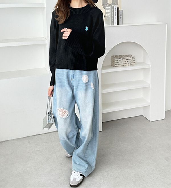 GeeRA（ジーラ）の「【ＵＳ．ＰＯＬＯ　ＡＳＳＮ】ショート丈ニット（ニット・セーター）」｜詳細画像