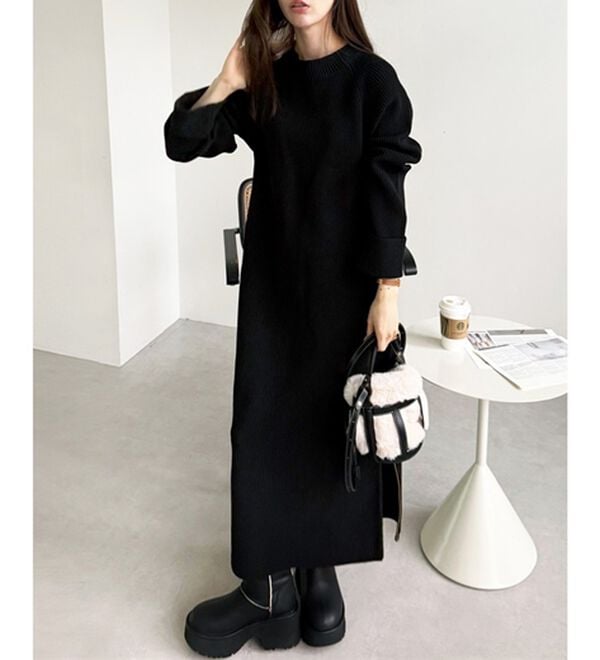 GeeRA（ジーラ）の「裾ファスナースリットニットワンピース（ニットワンピース）」｜詳細画像