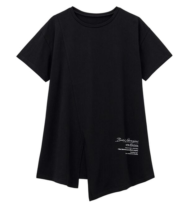 RANAN（ラナン）の「【ひんやり】ロゴプリントチュニックTシャツ（Tシャツ）」｜詳細画像