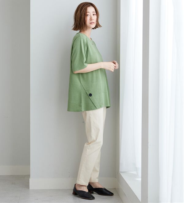 BELLUNA（ベルーナ）の「波柄ジャカード素材裾ボタンチュニック（チュニック）」｜詳細画像