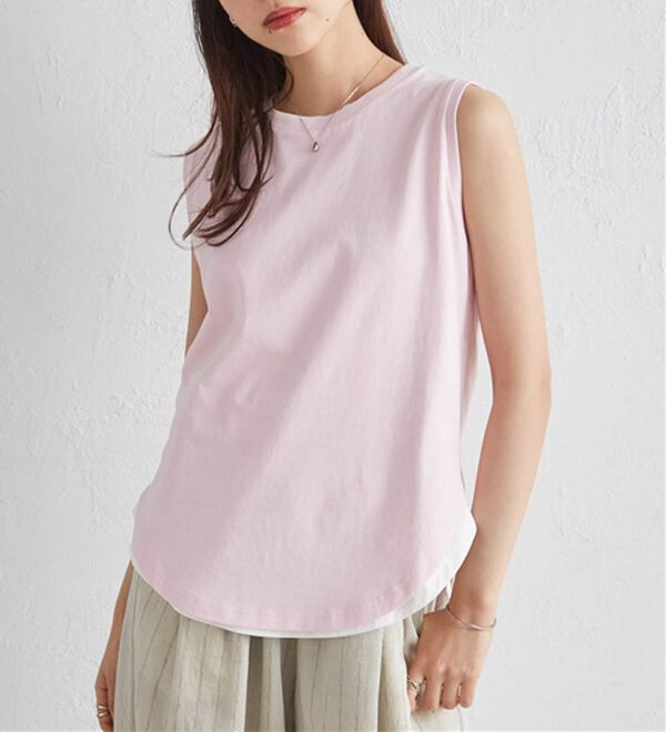 RANAN（ラナン）の「＜BC＞綿100％ひんやりタンクトップ（カットソー）」｜ピンク