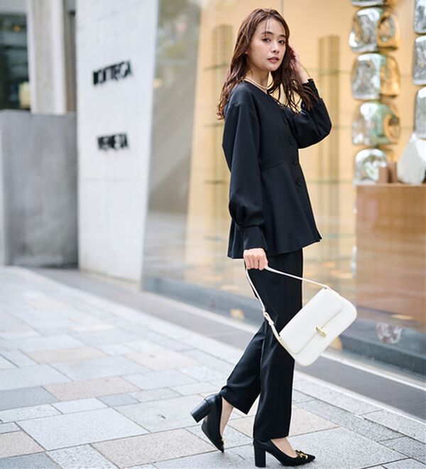 RANAN（ラナン）の「【２点セット】Ｖネックペプラムセットアップ（パンツスーツ）」｜詳細画像