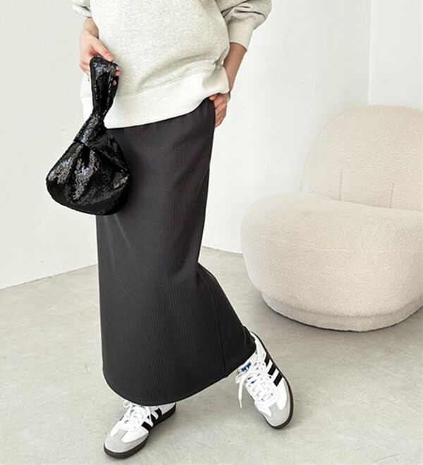 GeeRA（ジーラ）の「ふわふわあったか！裏起毛リブスカート（ロングスカート）」｜詳細画像