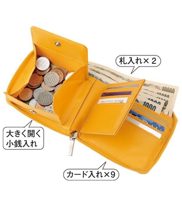 「牛床革２つ折りラウンド財布（財布・パスケース）」｜詳細画像