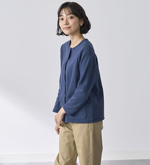 BELLUNA（ベルーナ）の「パチパチしにくい！静電気防止裏フリース配色カーディガン（その他カーディガン）」｜詳細画像