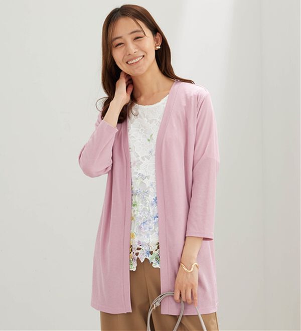 BELLUNA（ベルーナ）の「彩り花柄レースカーディガンアンサンブル（アンサンブル）」｜ピンク