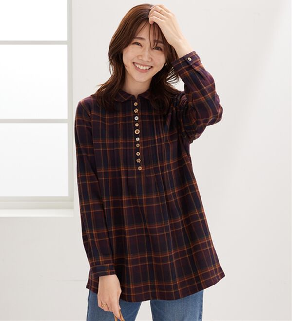 BELLUNA（ベルーナ）の「【ふわふわ裏ファー】パチパチしにくい裏ファーオーバーブラウス（ブラウス）」｜詳細画像