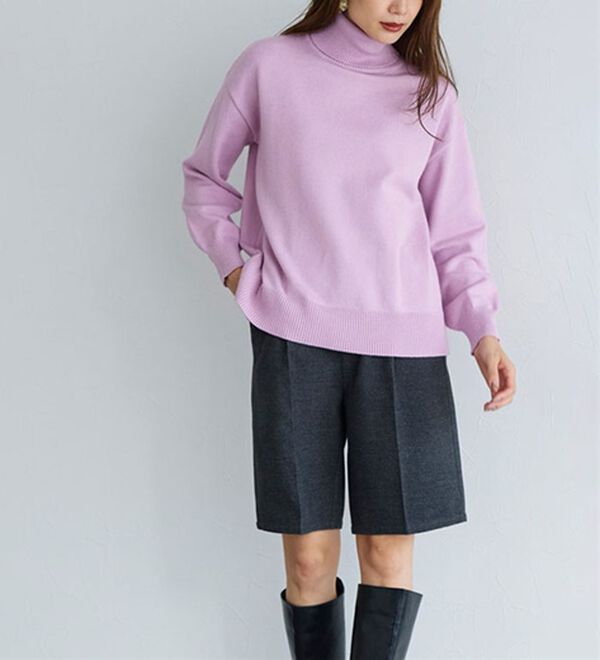 Pierrot（ピエロ）の「レーヨン混ボリュームスリーブタートルネックニット（ニット・セーター）」｜詳細画像