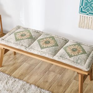 「イタリア製ジャカード織シートクッション「マルゲリータ」（クッション・クッションカバー）」｜ベージュグリーン