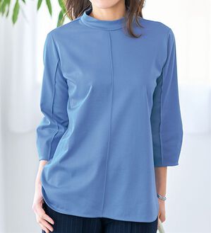 VINNO（ヴィノ）の「＜日本製＞美の艶コットン１００％デザインプルオーバー（カットソー）」｜ダスティーブルー