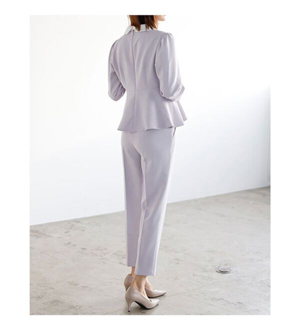 GeeRA（ジーラ）の「ミニ衿ペプラムデザインセットアップ（パンツスーツ）」｜詳細画像