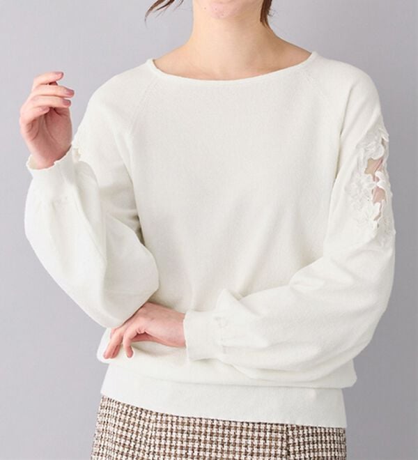 alotta（アロッタ）の「上品きれい見えレース刺しゅうニット（ニット・セーター）」｜詳細画像